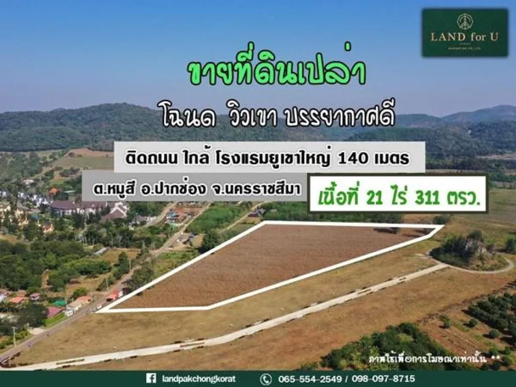 ขายที่ดินเขาใหญ่ ที่ดินหมูสี อยู่ตรงข้ามโรงแรม5ดาวยูเขาใหญ่140เมตร