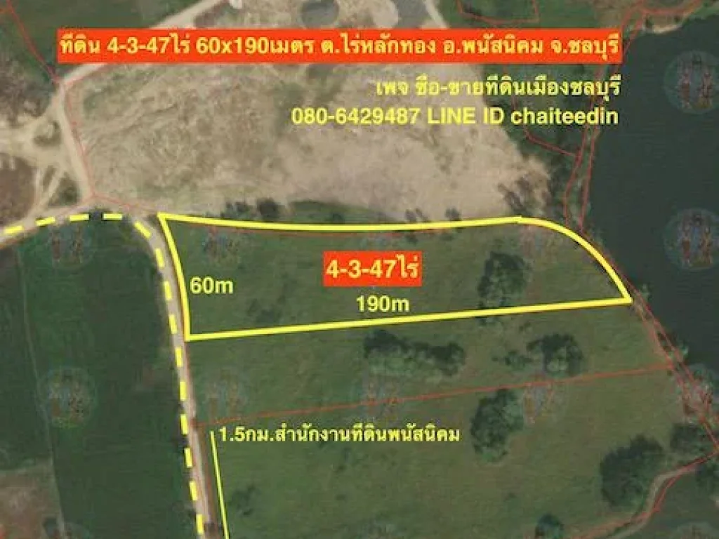 ขายที่ดินพนัสนิคม ใกล้สำนักงานที่ดินพนัสนิคม เนื้อที่ 45ไร่