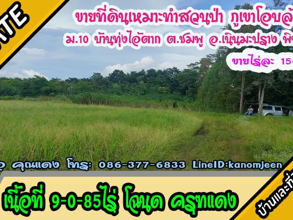 ขายสวนป่าผสมพื้นที่ไร่สวน เขาโอบล้อม 9ไร่85ตรว ตชมพู อเนินมะปราง จพิษณุโลก ไร่ละ 15แสน