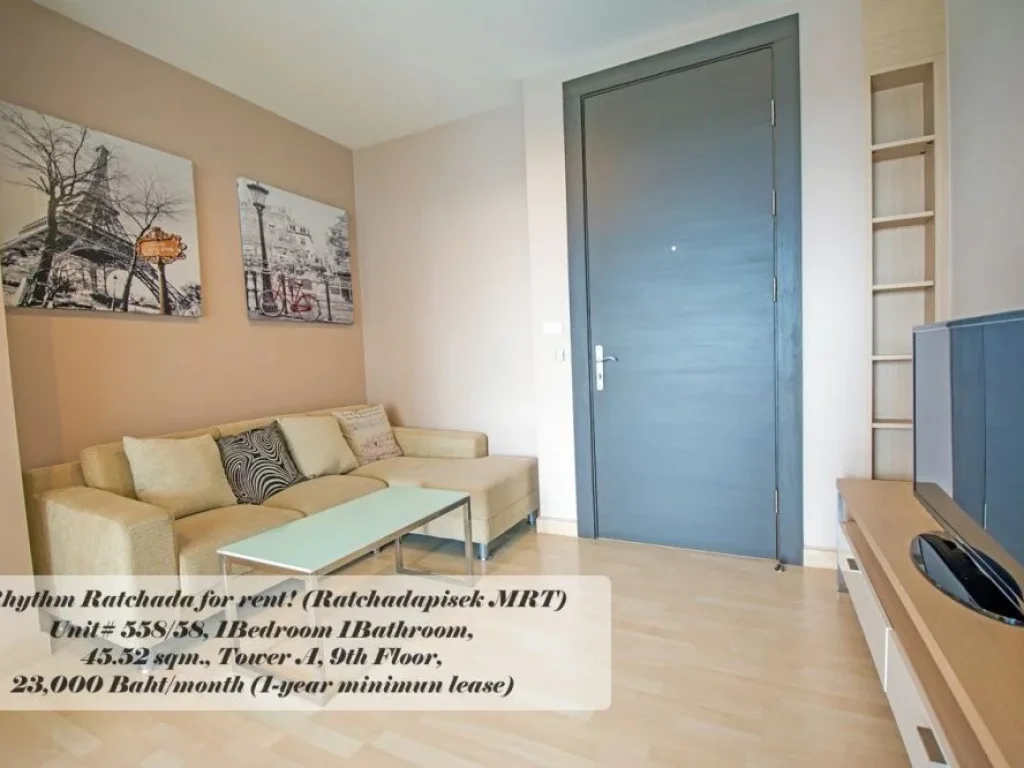 CR3027Room For Rent ให้เช่า คอนโด ริธึ่ม รัชดา 23000month