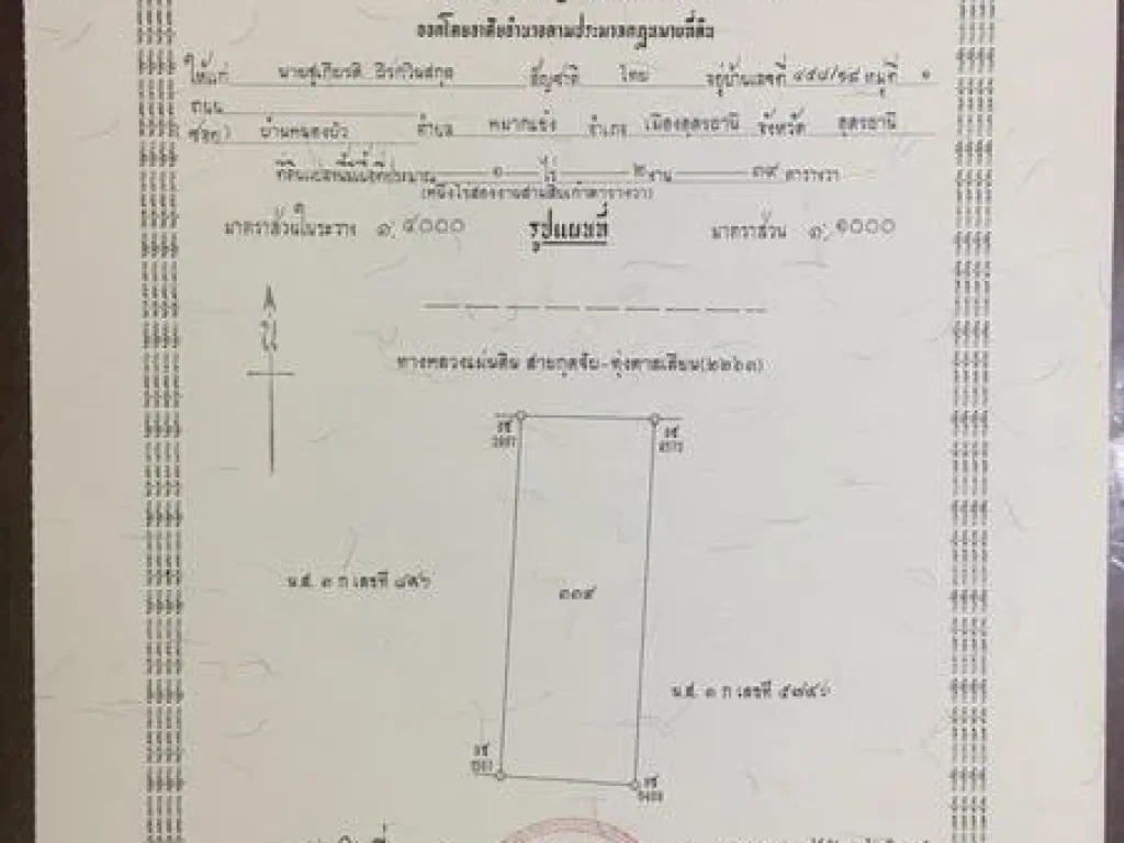 ขายที่ดินติดถนนหลักกุดจับ ตาลเลียน