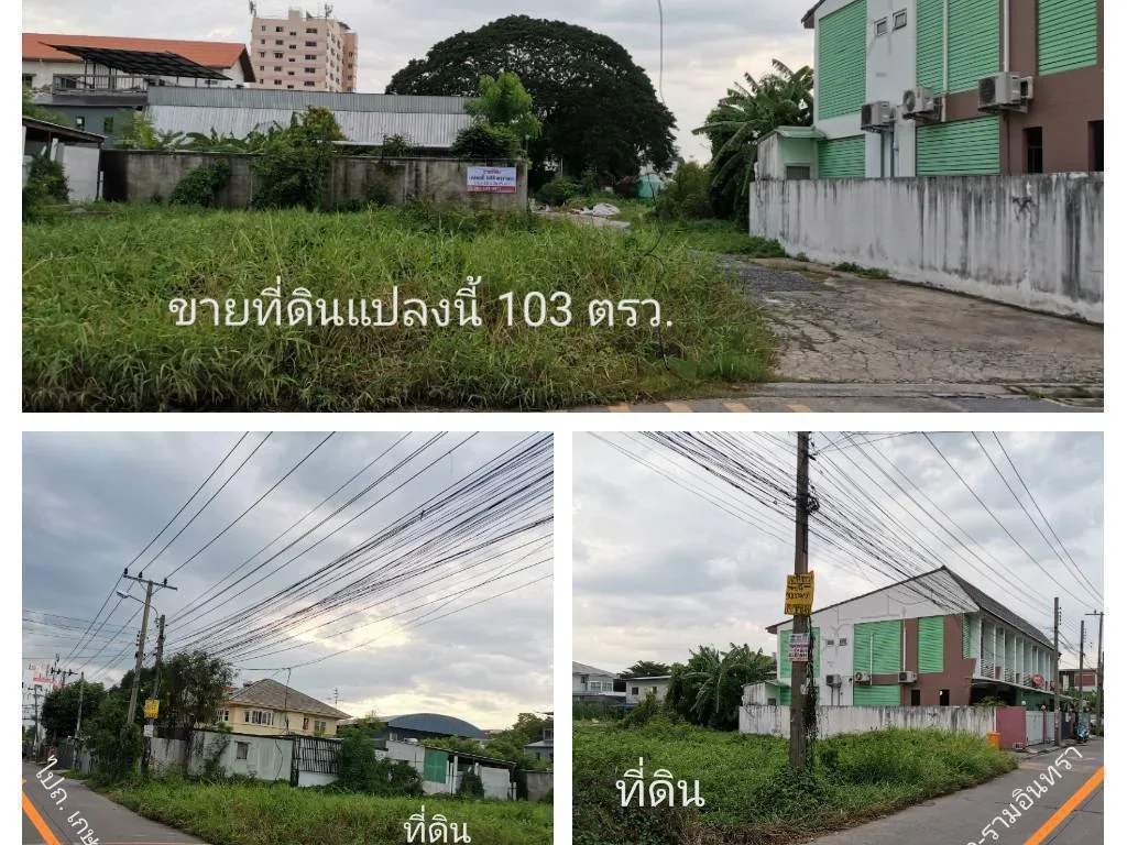 ขายด่วน ที่ดินแปลงหัวมุม 103 ตรวถนนนวมินทร์ 70 แยก 5 ทำเลดีเข้าออกได้หลายทาง