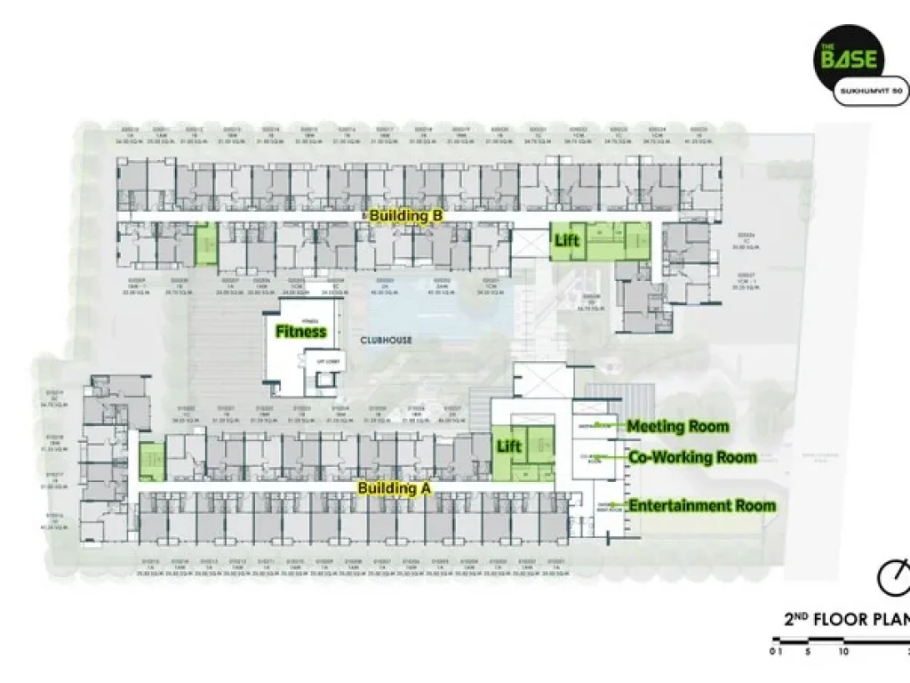 ขายดาวน์คอนโด The Base สุขุมวิท 50 ชั้น 2 ตำแหน่ง 07 ทิศตะวันออกเฉียงใต้ ลมพัดเย็น ขนาด 1 ห้องนอน