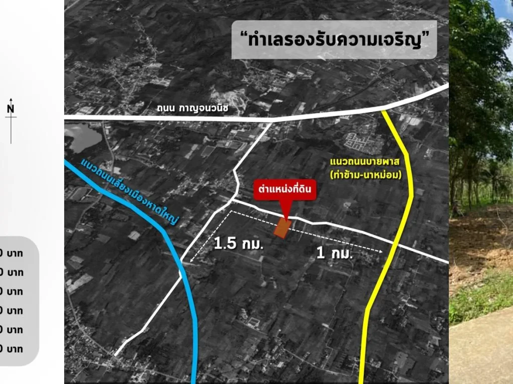 ที่ดินแบ่งขาย ใกล้ท่าข้าม ทุ่งใหญ่ 7500ตรว