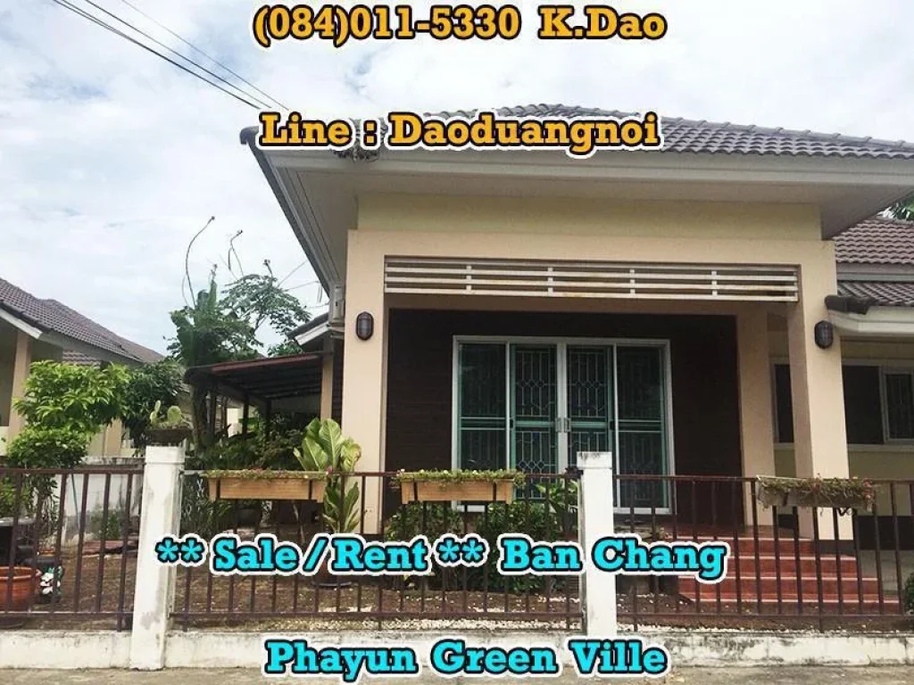 Phayun Green Ville Ban Chang Sale Rent Sales Price 28 MB Rental Fee 15000 Baht