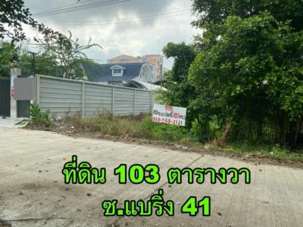 ขายที่ดิน 103 ตารางวา ซแบริ่ง 41 ใกล้ถนนศรีนครินทร์ เพียง 500 เมตร