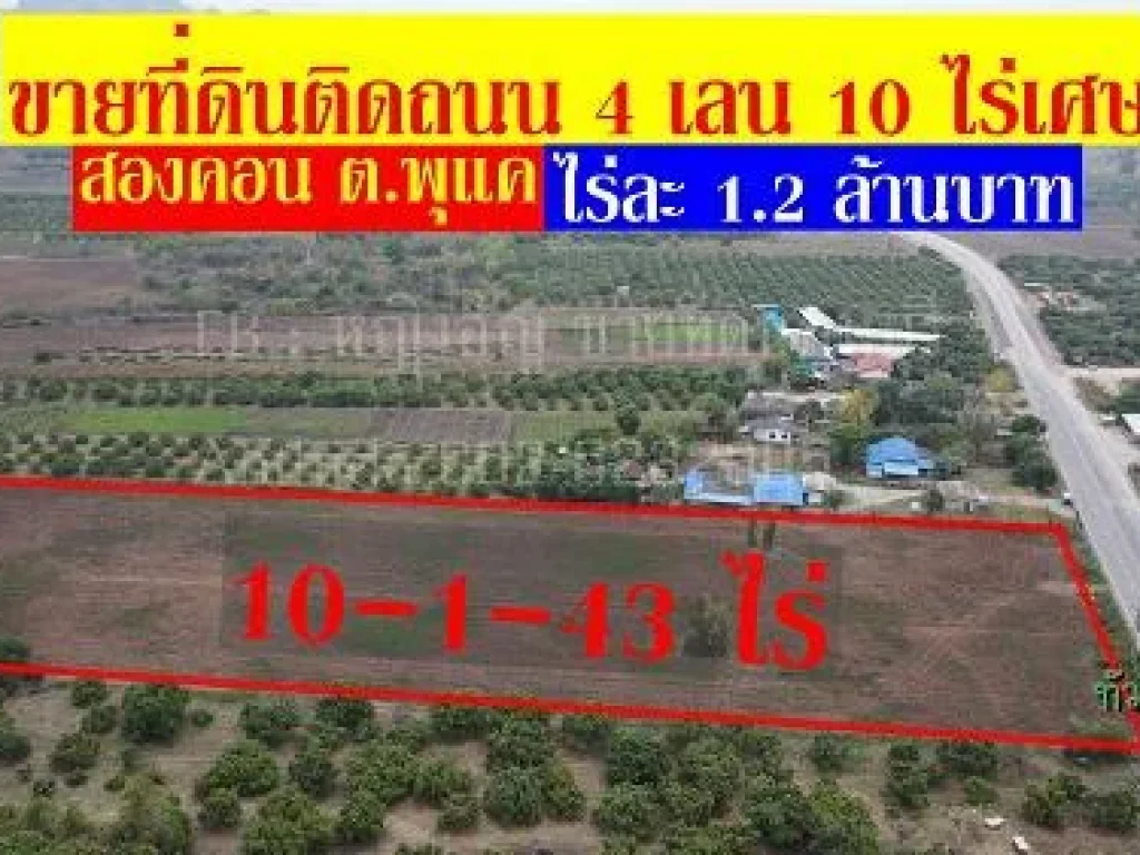 ขายที่ดินติดถนน 4 เลน เส้น สองคอน-พระพุทธบาทน้อย เนื้อที่ 10 ไร่เศษ ราคาไร่ละ 12 ล้านบาท ขายหรือเช่าระยะยาว