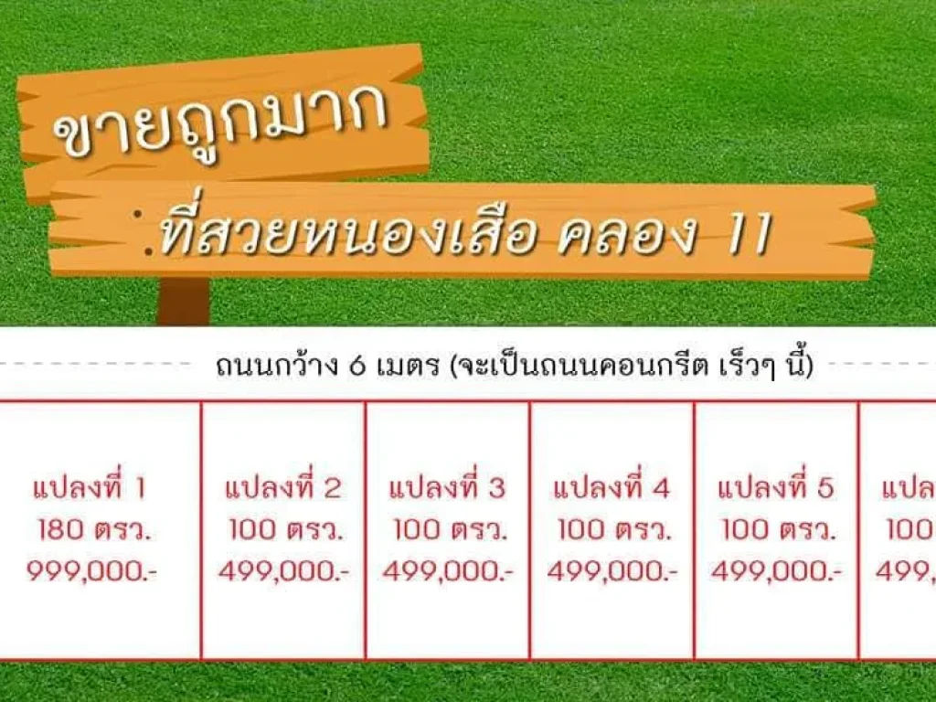 ขายที่ดิน อหนองเสือ คลอง11 ปทุมธานี ราคาถูก