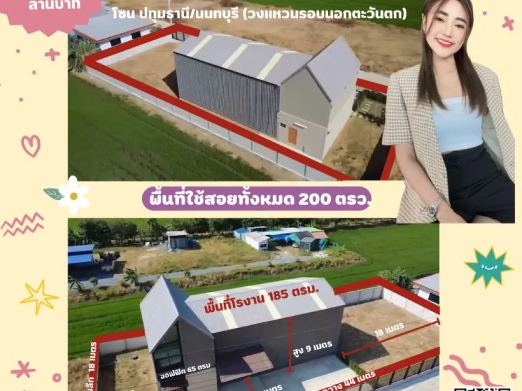 ขายโฮมออฟฟิศพร้อมโรงงานใกล้รถไฟฟ้าปทุมธานี ลาดหลุมแก้ว