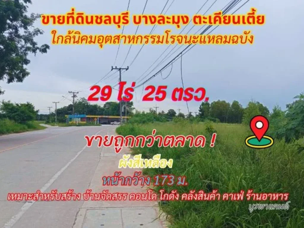 ขายที่ดินชลบุรี บางละมุง ตะเคียนเตี้ย 29 ไร่ 25ตรว