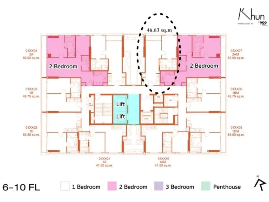 Condo Khun by yoo ใกล้ BTS ทองหล่อ 50 ตารางเมตร 1 ห้องนอน