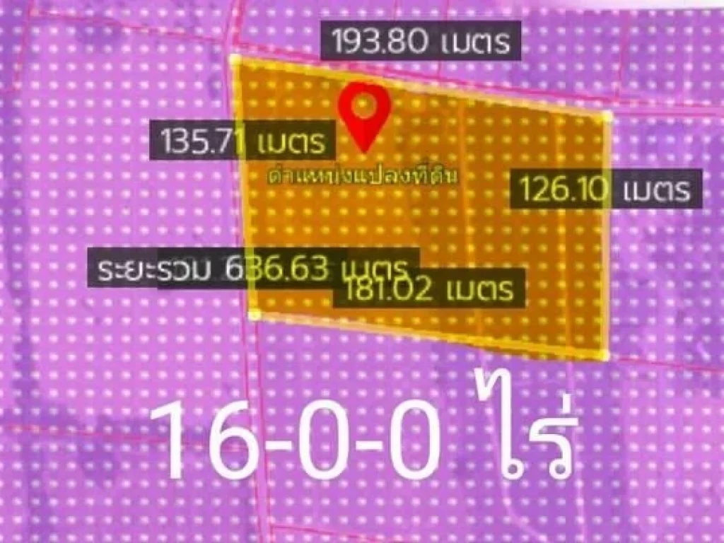 ขายที่ดิน16ไร่พื้นที่สีม่วงจุดขาวย่านระยองปลวกแดงมาบยางพร