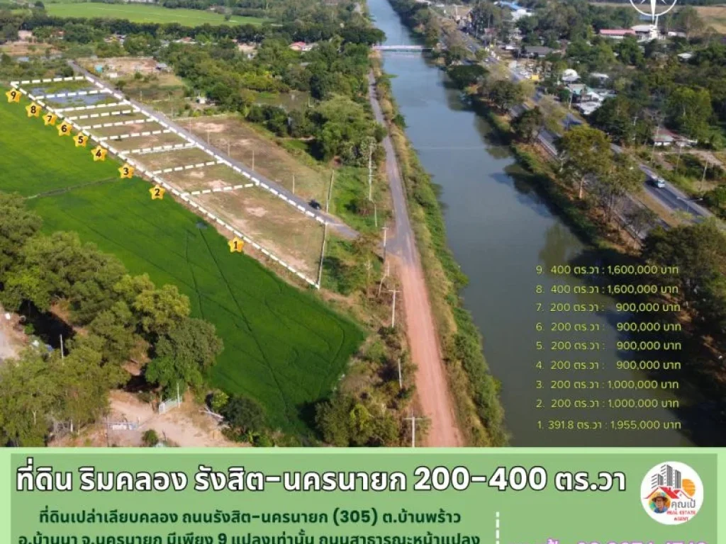 ขายที่ดินนครนายก เนื้อที่ 200-400 ตรวา ที่ ตบ้านพร้าว