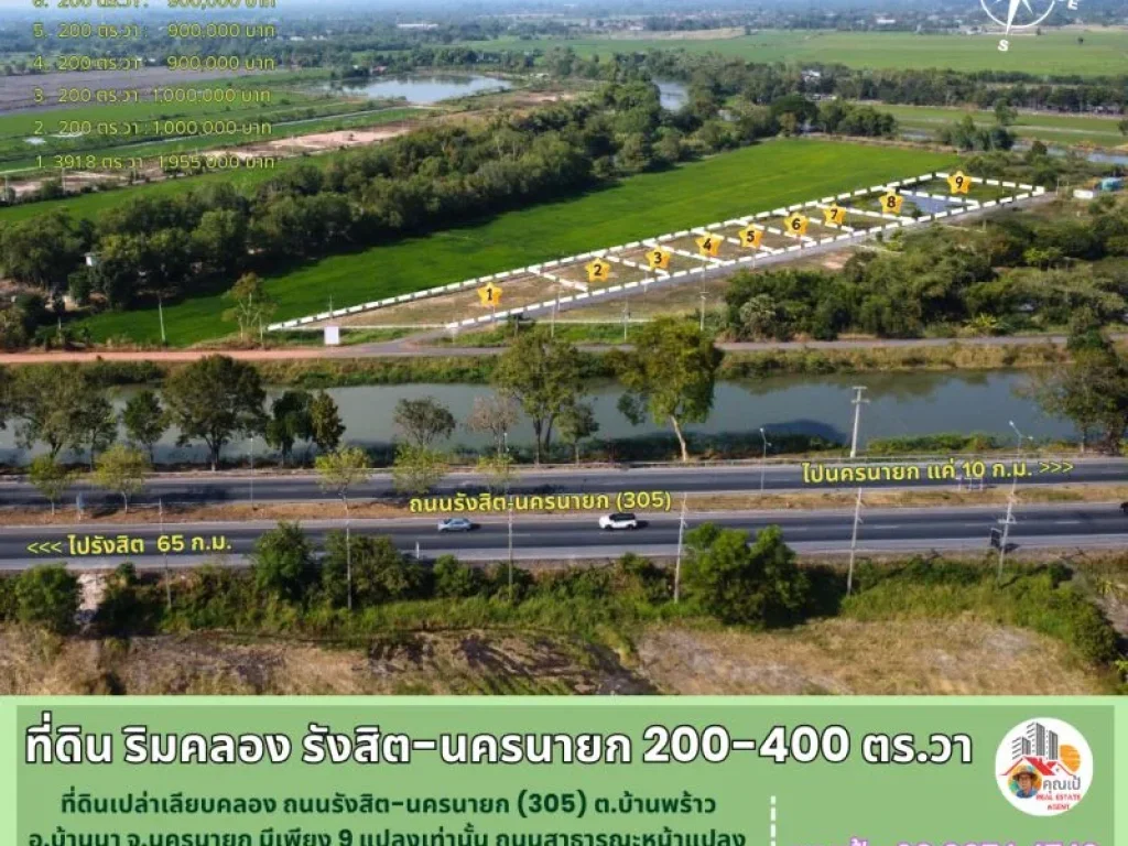 ขายที่ดินนครนายก เนื้อที่ 200-400 ตรวา ที่ ตบ้านพร้าว