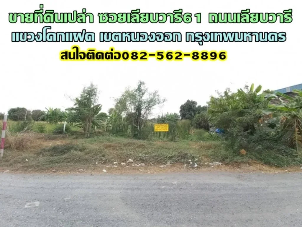 ขายที่ดินเปล่า ซอยเลียบวารี61 แขวงโคกแฝด เขตหนองจอก