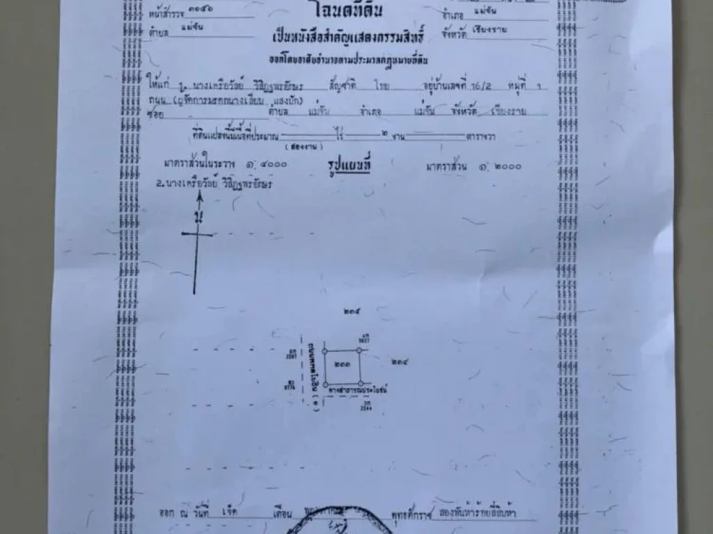 หลุดจองขายที่ดินและสิ่งปลูกสร้างตรงข้ามตชดแม่จัน เกือบถึงด่านกิ้วทัพยั้ง ประมาณ 500 เมตร