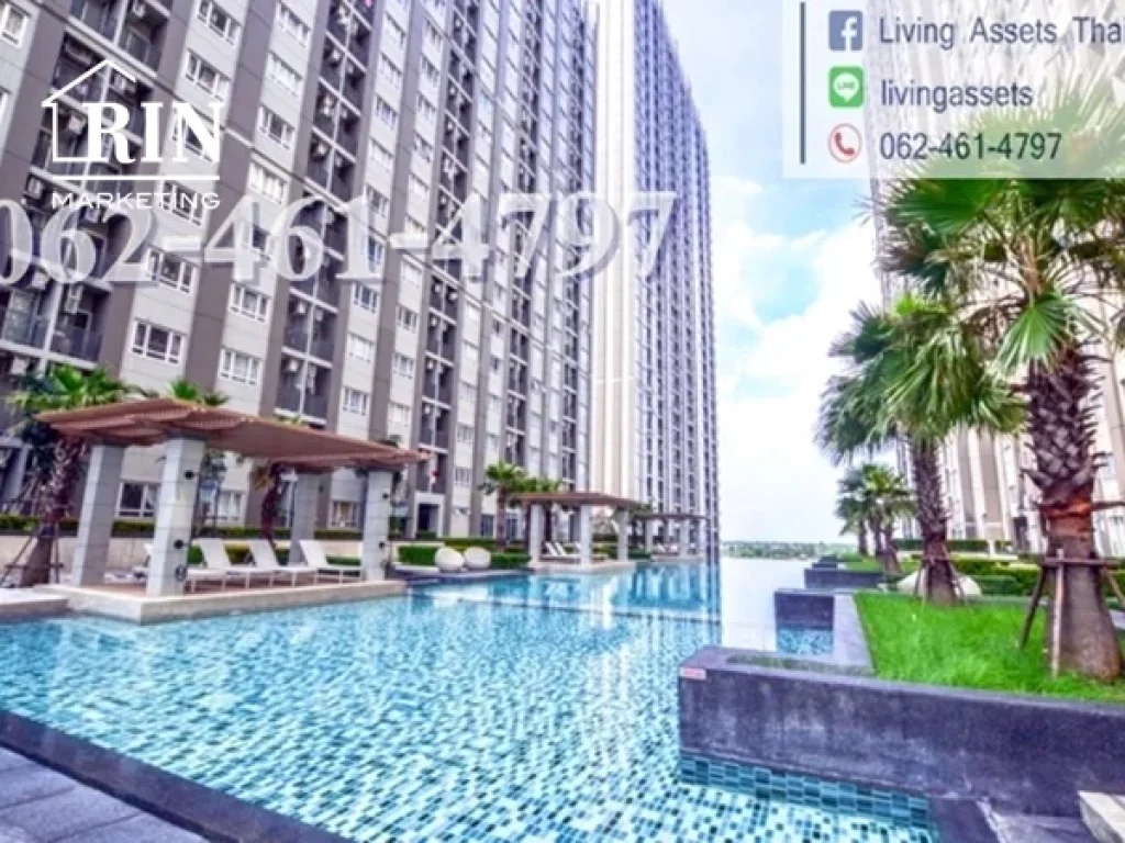 ขาย แมเนอร์ สนามบินน้ำ Sale Condo Manor Sanambinnam ชั้นสูง วิวแม่น้ำ 062-461-4797 บี