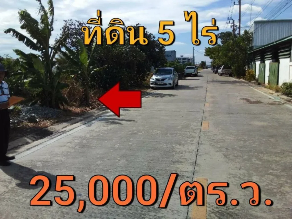 ขายที่ดิน 5 ไร่ ติดถนนคอนกรีต หลังติดคลองบางนา ถนน วัดศรีวารีน้อย2001 บางเสาธง สมุทรปราการ