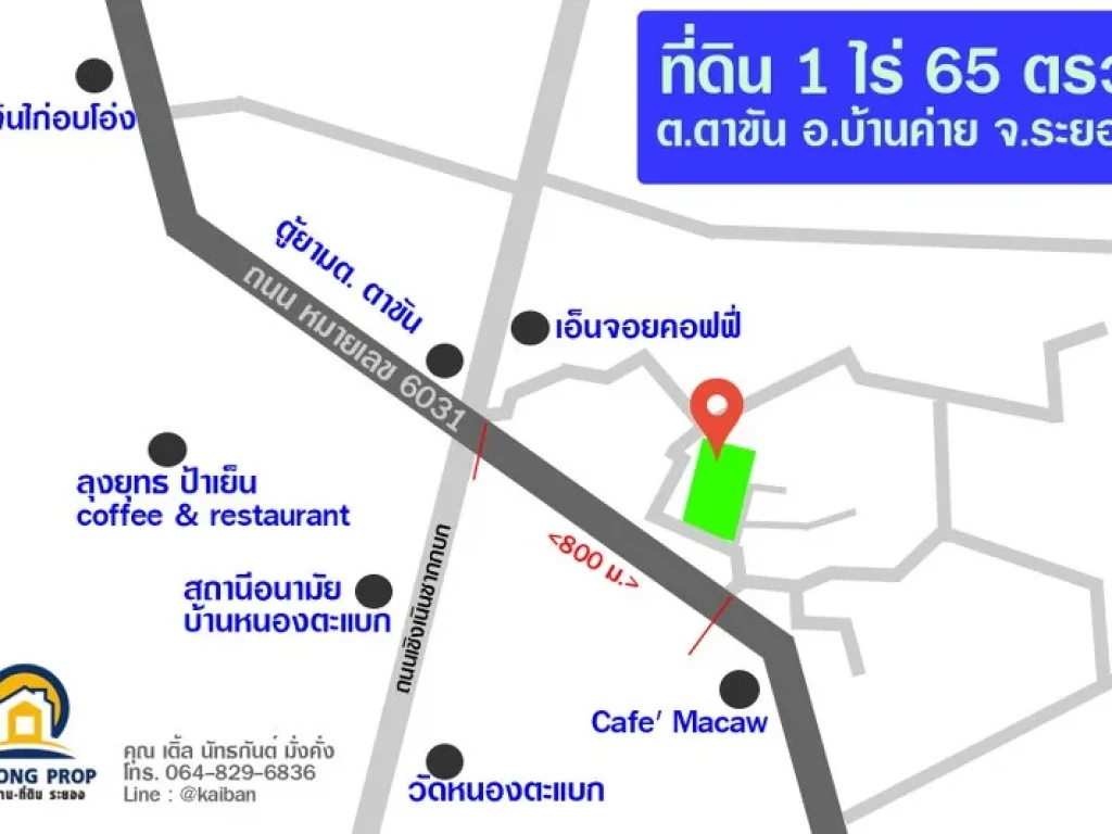 ขายที่ดิน 1 ไร่ 65 ตรว ตำบลตาขัน อบ้านค่าย จังหวัดระยอง