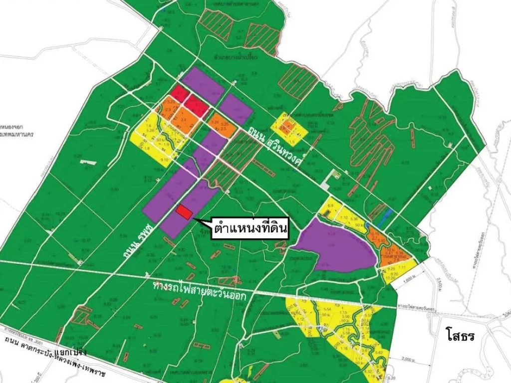 ขายที่ดินถนน รพช เนื้อที่ 68 ไร่ ละ 25 ล้านรวมออกทุกอย่าง พื้นที่ สีม่วง