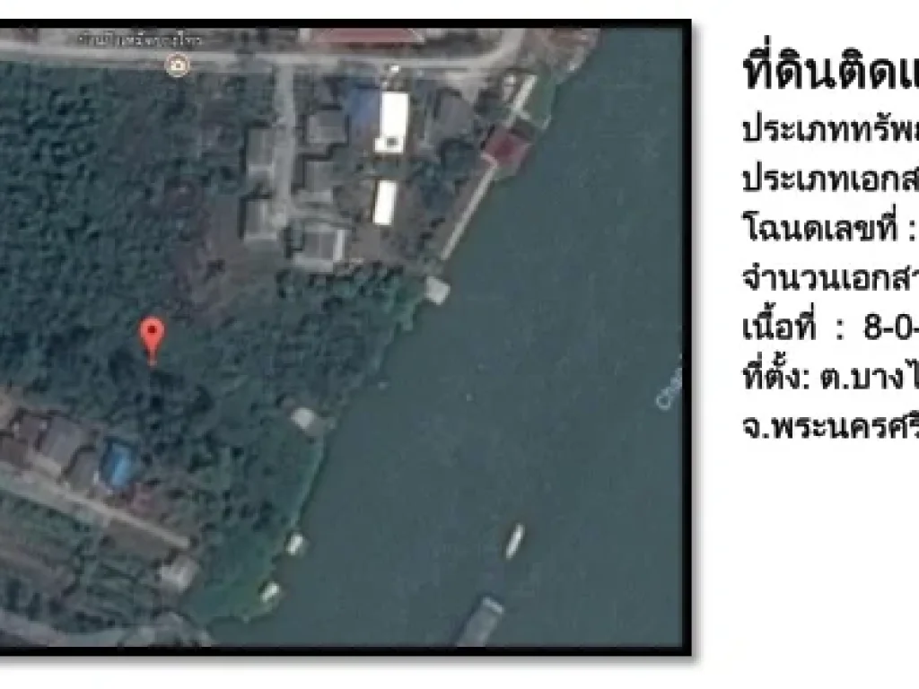 ขายที่ดินเปล่า ติดแม่น้ำเจ้าพระยา 8-0-56 ไร่ ใกล้วัดบางไทร ที่ดินบางไทร ที่ดินอยุธยา