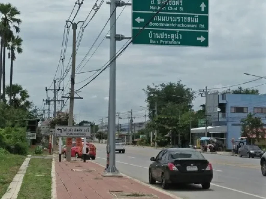 ขายที่ดินริมถนนศาลายา-นครชัยศรี จังหวัดนครปฐม ใกล้เซ็นทรัลศาลายา ผังเมืองสีชมพู