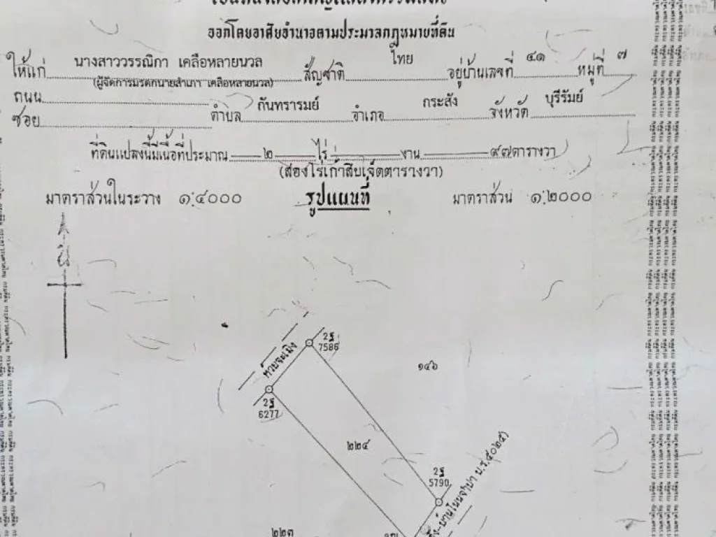 ขายที่แปลงนามีโฉนด