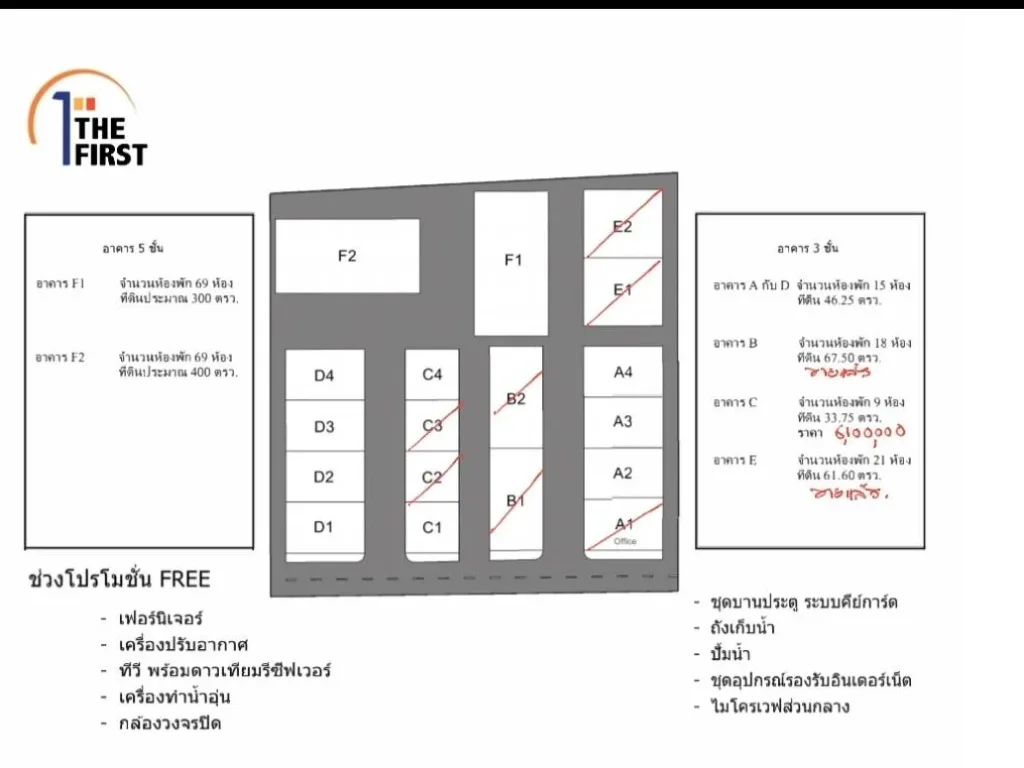 ขายอาคาร 3 ชั้นๆละ 3 ห้องรวมเป็น 9 ห้องต่อ 1 ตึก The First Apartment พุทธมณฑลนครปฐม