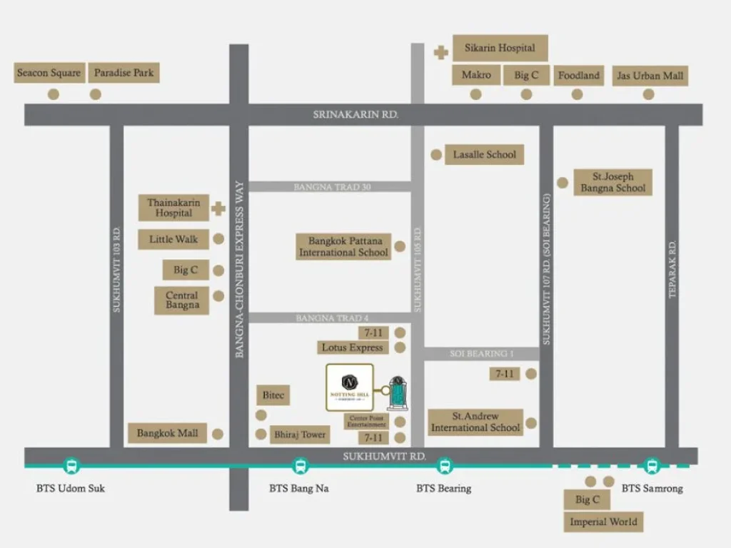 ขายดาวน์ คอนโด Notting Hill Sukhumvit 105 บางนา กรุงเทพ