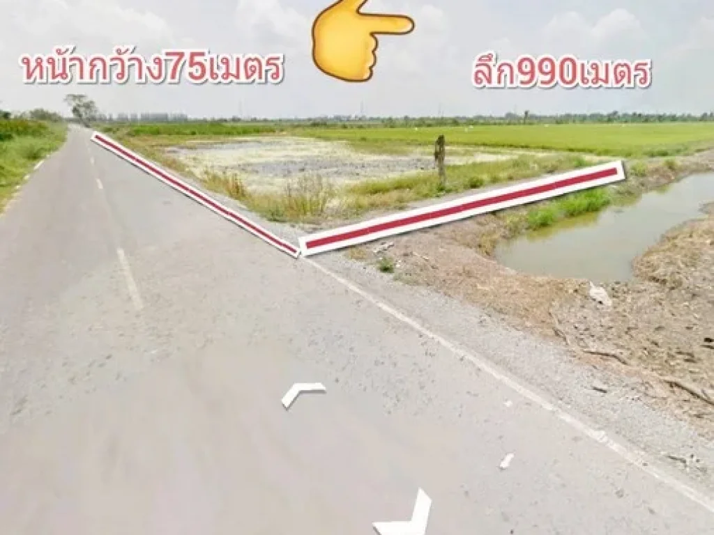 PLS-61-027 ขายที่ดินถนนลาดกระบัง 40 ไร่ หน้ากว้าง 75 เมตร ยาว 990 เมตร เดินทางสะดวกติดถนนเส้นหลัก