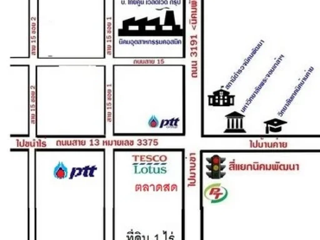 ขายที่ดินหลังตลาดนิคมพัฒนาเนื้อที่ 400 ตรวติดถนนคอนกรีต ทางหลวงท้องถิ่น