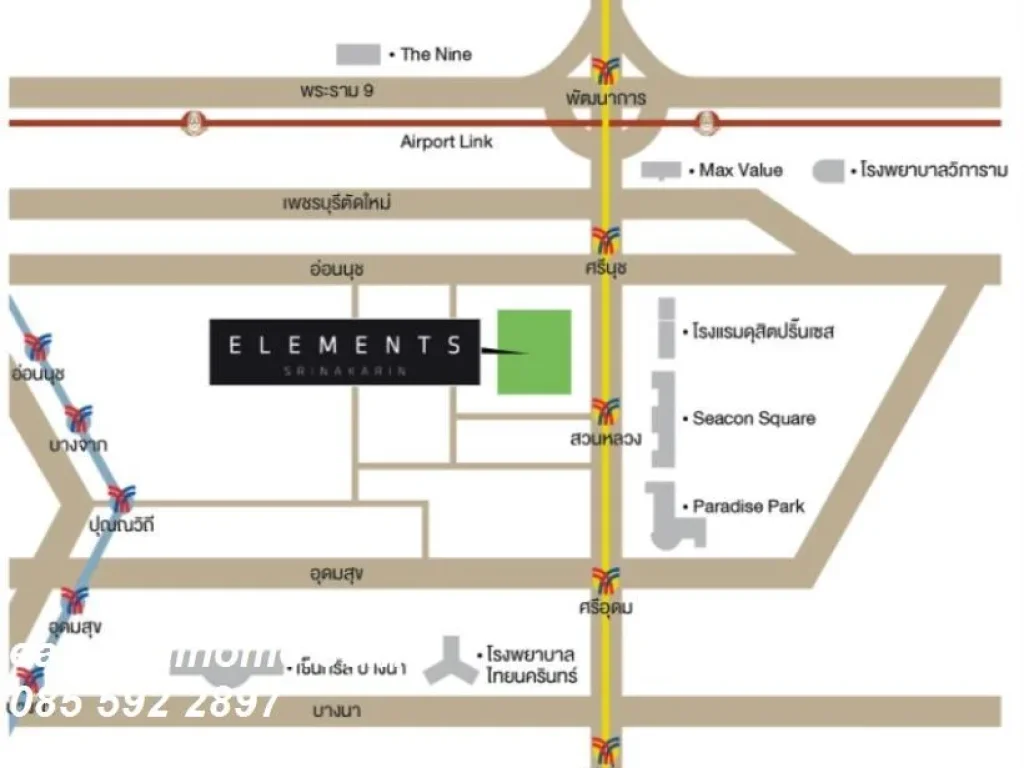 คอนโดให้เช่า Elements Srinakarin อิลีเม้นท์ ศรีนครินทร์ Elements Srinakarin ซอย สุภาพงษ์ 8 หนองบอน ประเวศ 1 ห้องนอน พร้อมอยู่ ราคาถูก