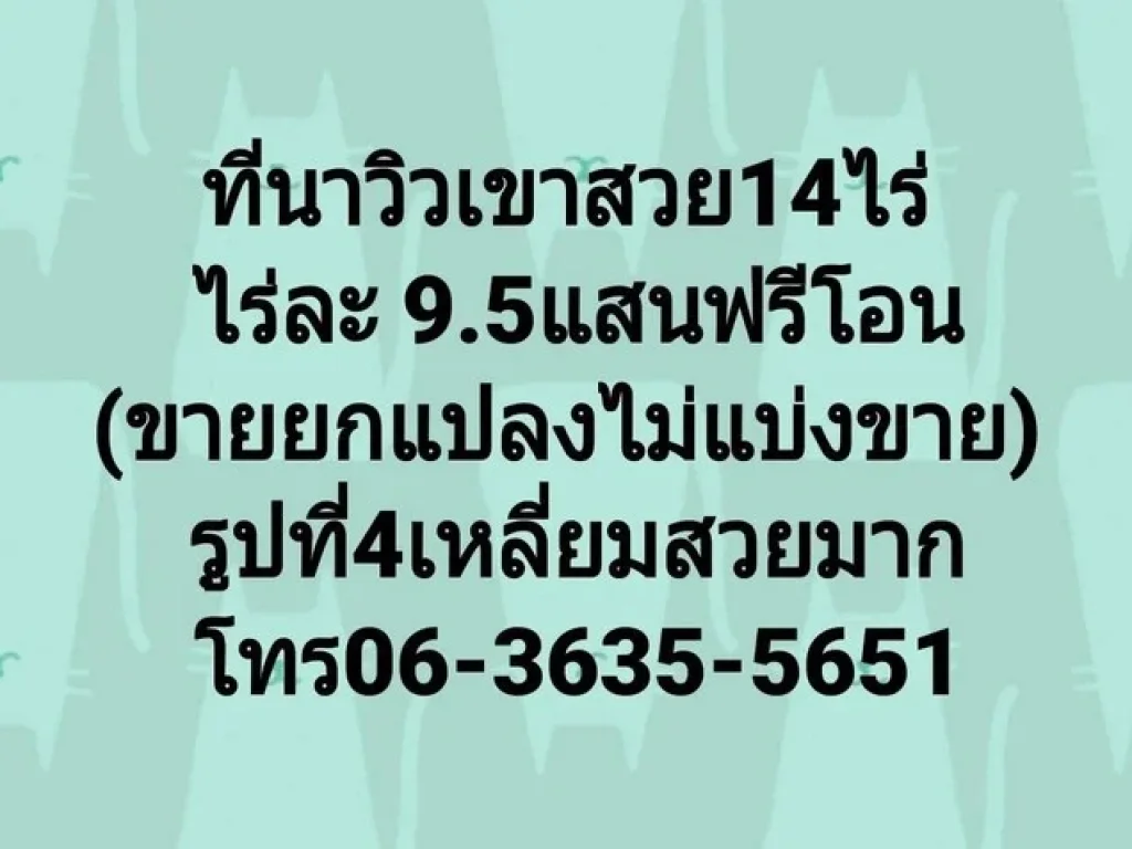 ที่นาวิวเขาสวย14ไร่ ไร่ละ 95แสนฟรีโอนจ้า ขายยกแปลงไม่แบ่งขาย