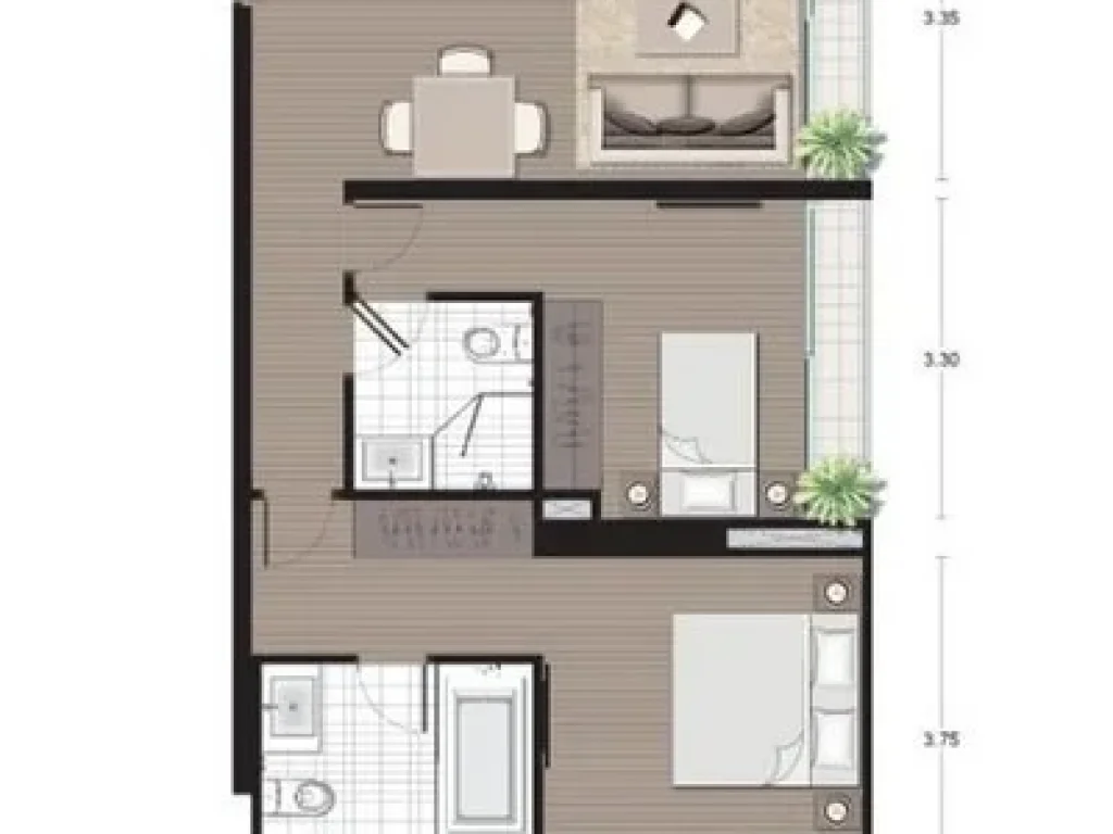 ให้เช่า Noble Revo Silom 2 ห้องนอน พร้อมเฟอร์นิเจอร์