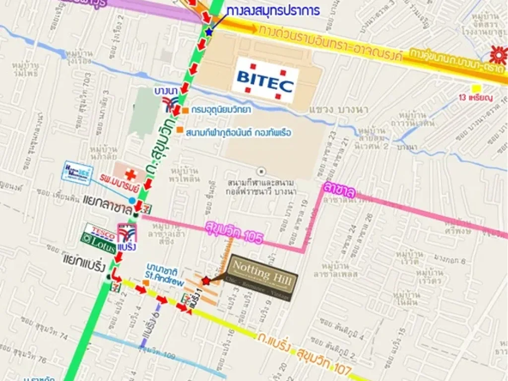 ให้เช่าคอนโด 2ห้องนอน 386 ตรม น็อตติ้งฮิลล์ สุขุมวิท107 ใกล้BTSแบริ่ง