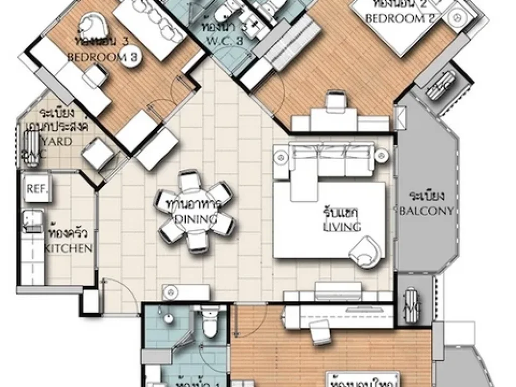 NC257 ให้เช่าคอนโดศุภาลัย เวลลิงตัน 3 นอน 125 ตรม อาคาร 6 ชั้น 18 จาก 19 ชั้น