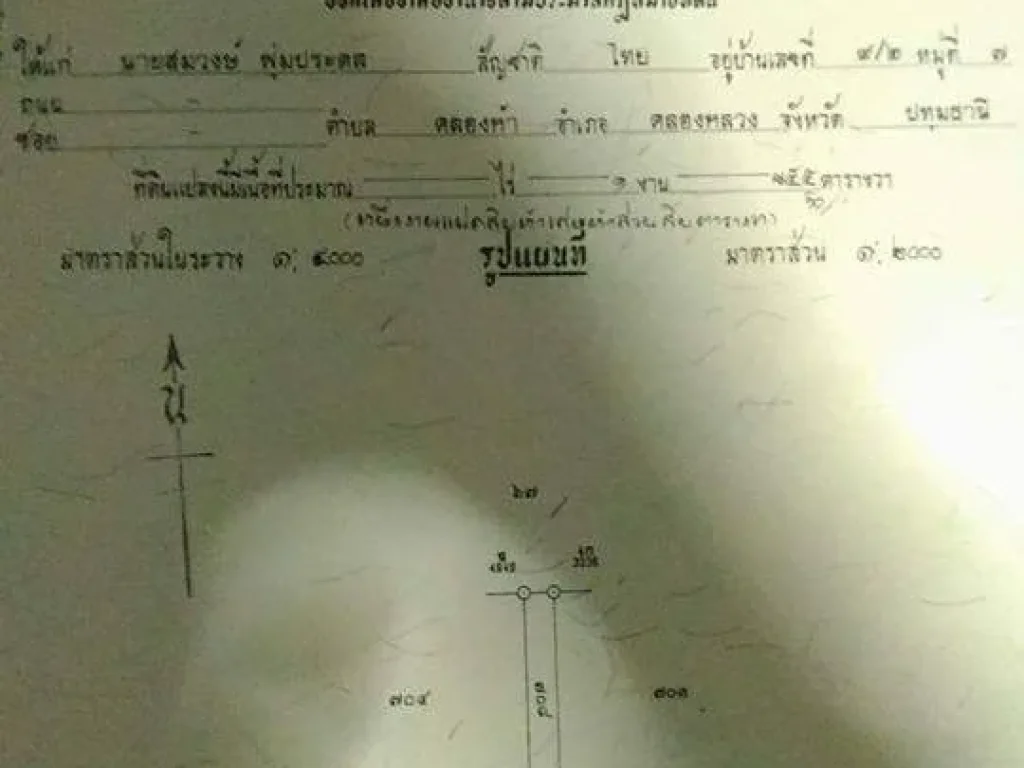 ขายที่ดิน คลองห้า ฝั่งคลองหลวง ปทุมธานี