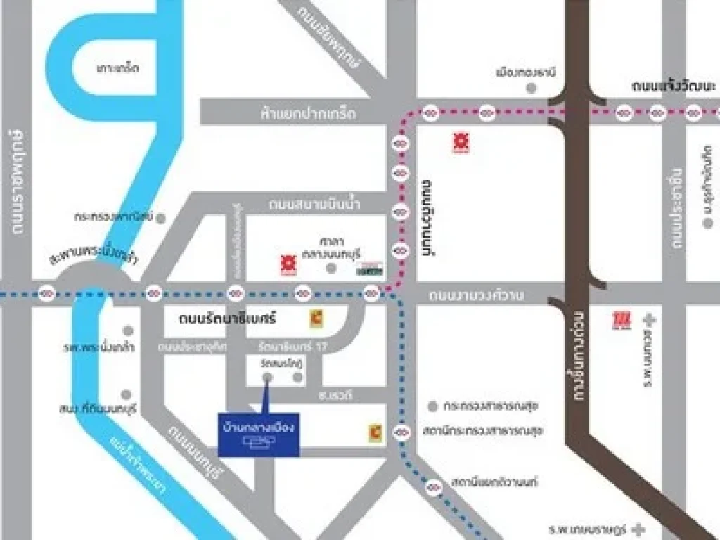 ขายบ้านกลางเมือง รัตนาธิเบศร์ หน้าบ้านทิศเหนือ ใกล้ MRT สถานีแยกนนทบุรี 1 300 เมตร