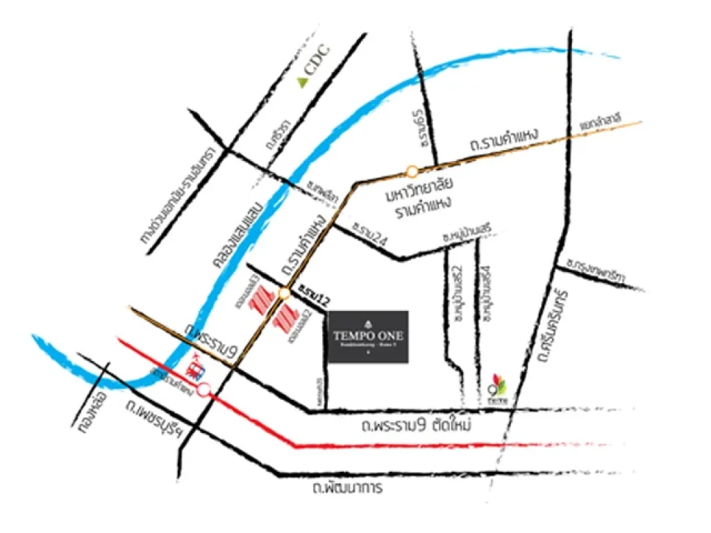 ขายคอนโด เทมโป วัน Tempo One รามคำแหง พระราม 9 ขนาด 2 ห้องนอน 37 ตรม MRT สายสีส้ม สถานีรามคำแหง