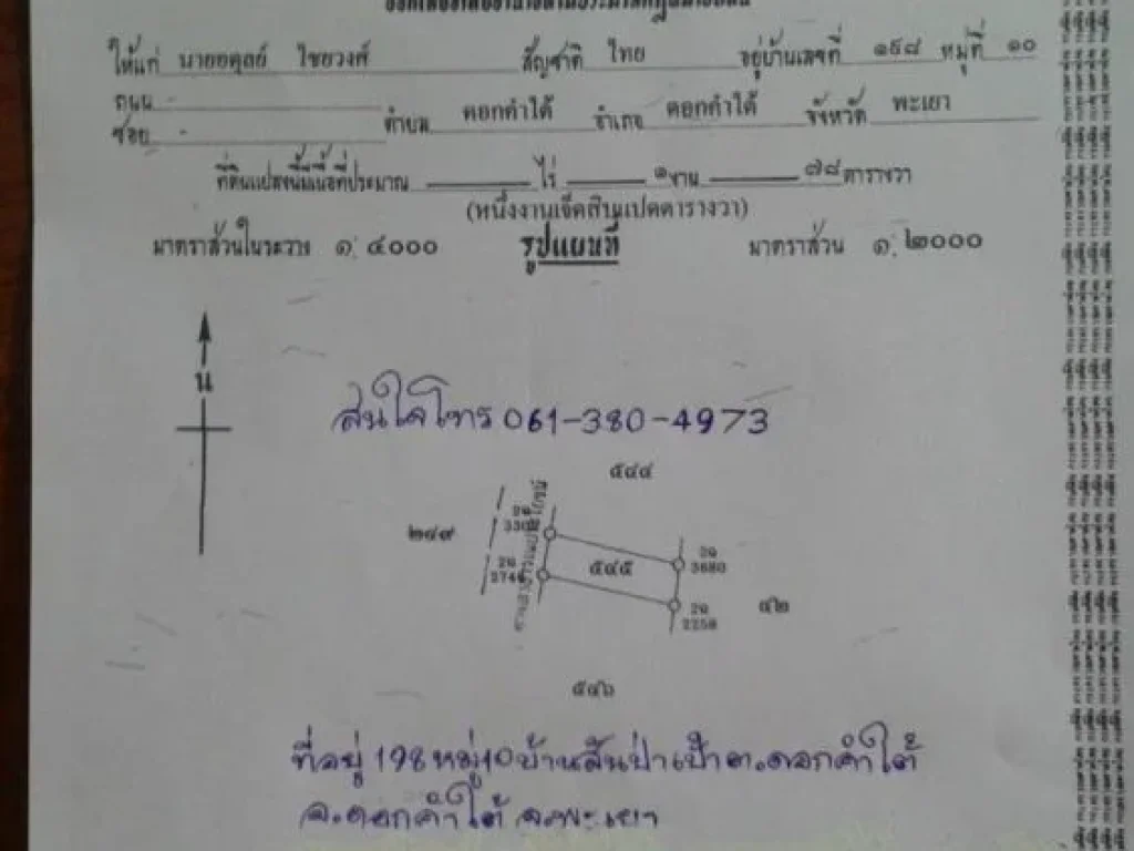 ขายที่ดิน มีทั้งหมด 3 แปลง ที่บ้านสันป่าเป้า ตดอกคำใต้ อดอกคำใต้ จพะเยา