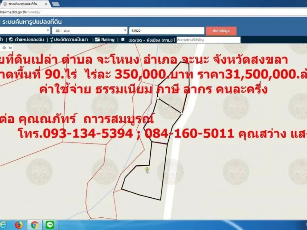 ขายที่ดิน 90 ไร่ ตำบลจะโหนง อำเภอจะนะ จังหวัดสงขลา