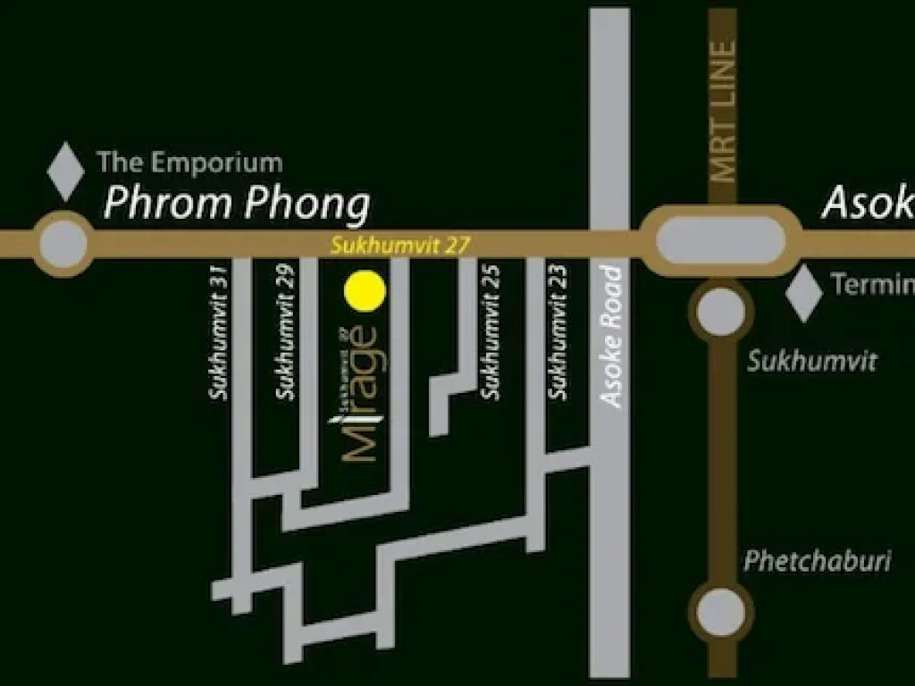 ให้เช่าคอนโด มิราจ สุขุมวิท 27 Mirage Sukhumvit 27 ขนาด 1 ห้องนอน 36 ตรม MRT สุขุมวิท BTS อโศก