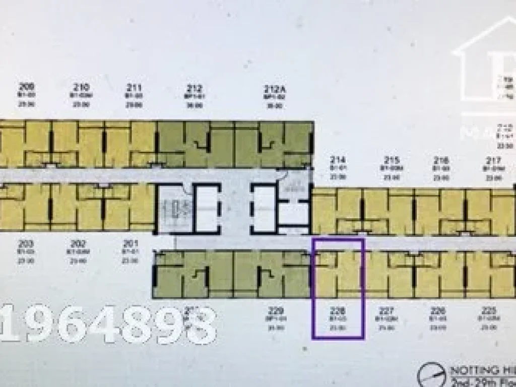 ขายดาวน์ คอนโด Notting Hill สุขุมวิท-แพรกษา 23 ตรม ชั้น22 ติดต่อ 0991964898