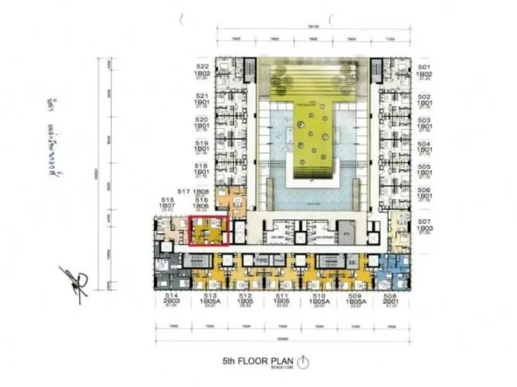 ขายคอนโด Wish Signature Midtown Siam ขนาด 3434 ตรม ชั้น 5 ทิศ N 1 นอน 1 น้ำ ใกล้ bts ราชเทวี