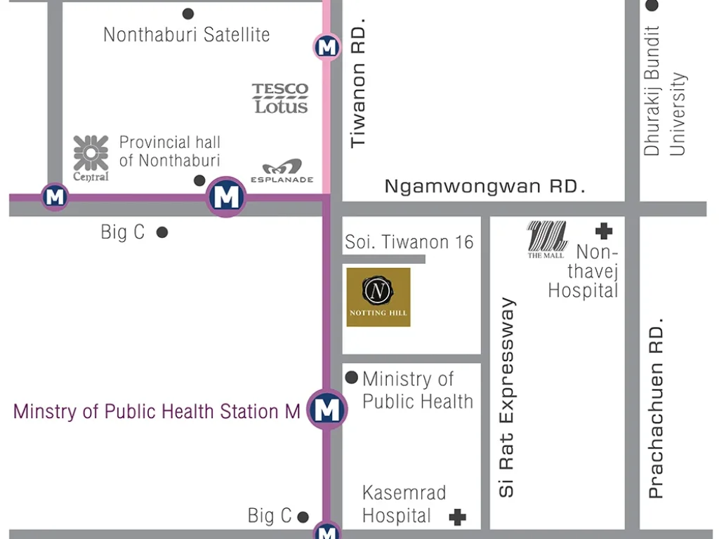 ให้เช่าคอนโด น็อตติ้งฮิลล์ ติวานนท์ แคราย Notting Hill Tiwanon ขนาด 30 ตรม ใกล้ MRT กระทรวงสาธารณสุข