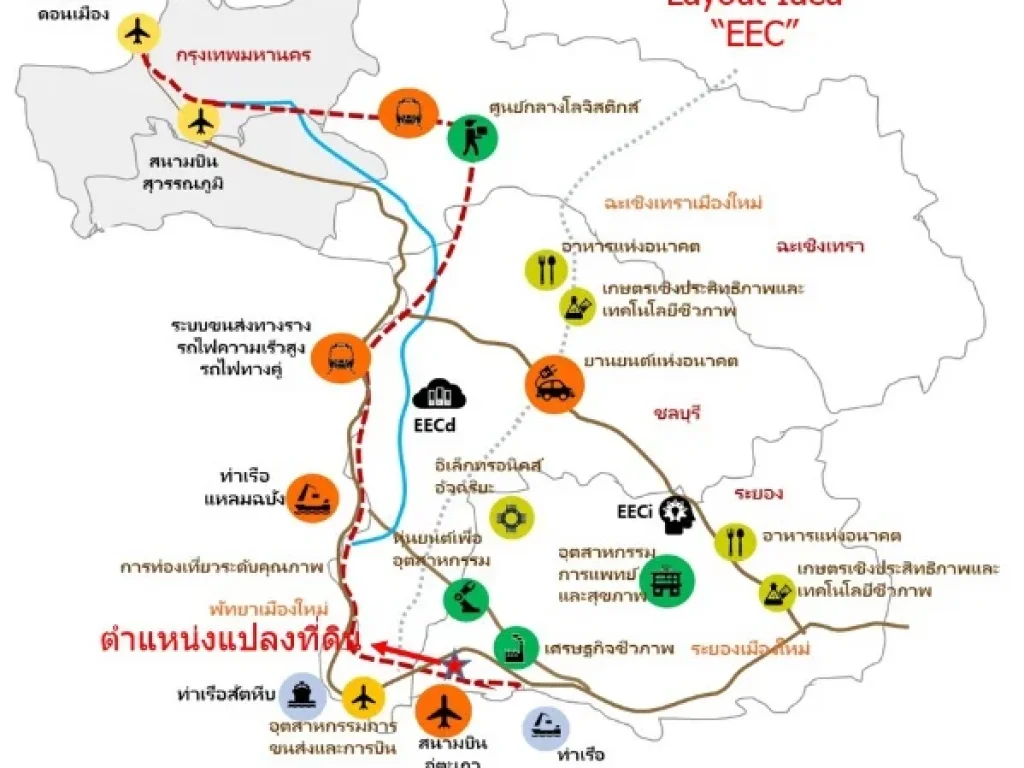 ขายที่ดิน 2 ไร่ แปลงสวยหน้าติดถนนใหญ่ 40 m เขต EEC บ้านฉาง ปากทางบ้านฉางเมืองอัจฉริยะ