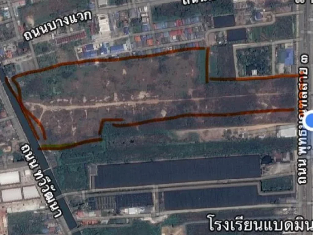 ขายที่ดินด้านหน้าติดพุทธมณฑลสาย 3 ด้านหลังติดถนนทวีวัฒนา เยื้องสนามหลวง 2