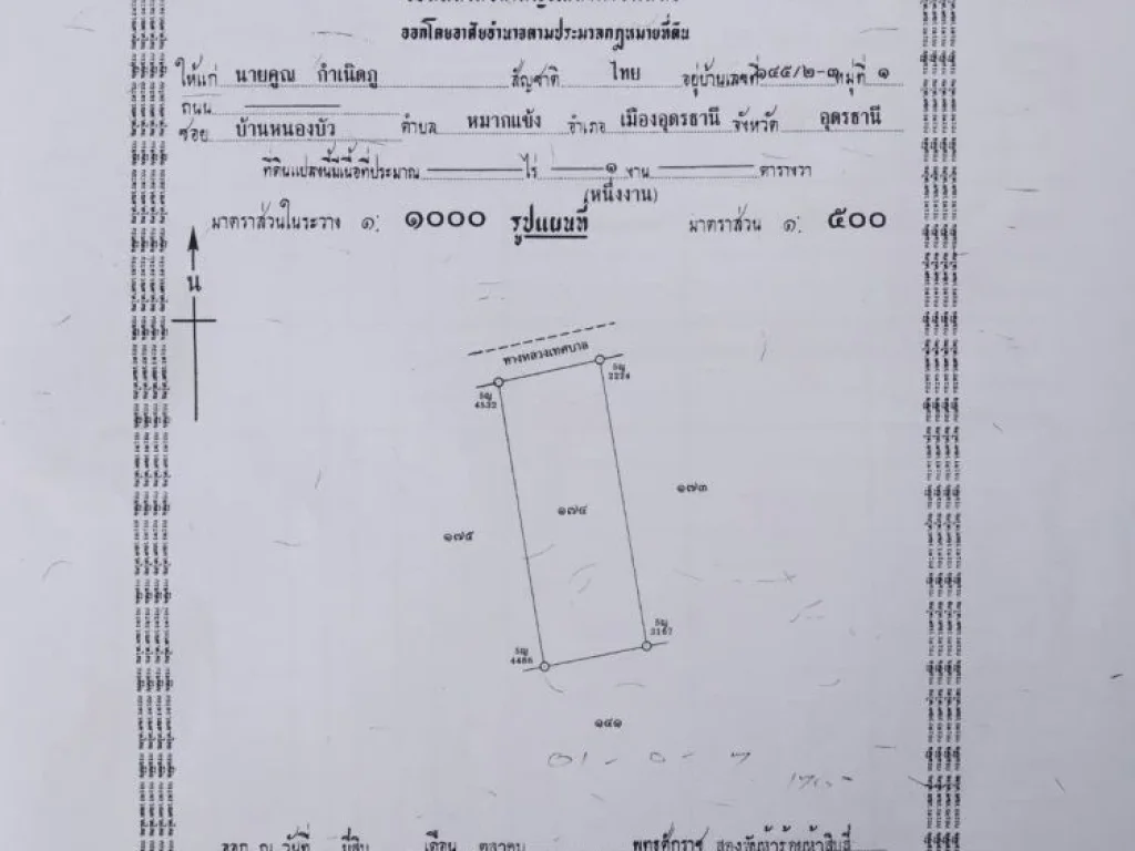 ด่วน ขายที่สวย ถมแล้ว เหมาะปลูกบ้าน ขนาดพื้นที่ 100 ตรว อยู่ในซอยโรงเรียนโสตศึกษา ตหนองบัว อเมือง จอุดรฯ ราคาเพียง 1600000 บาท