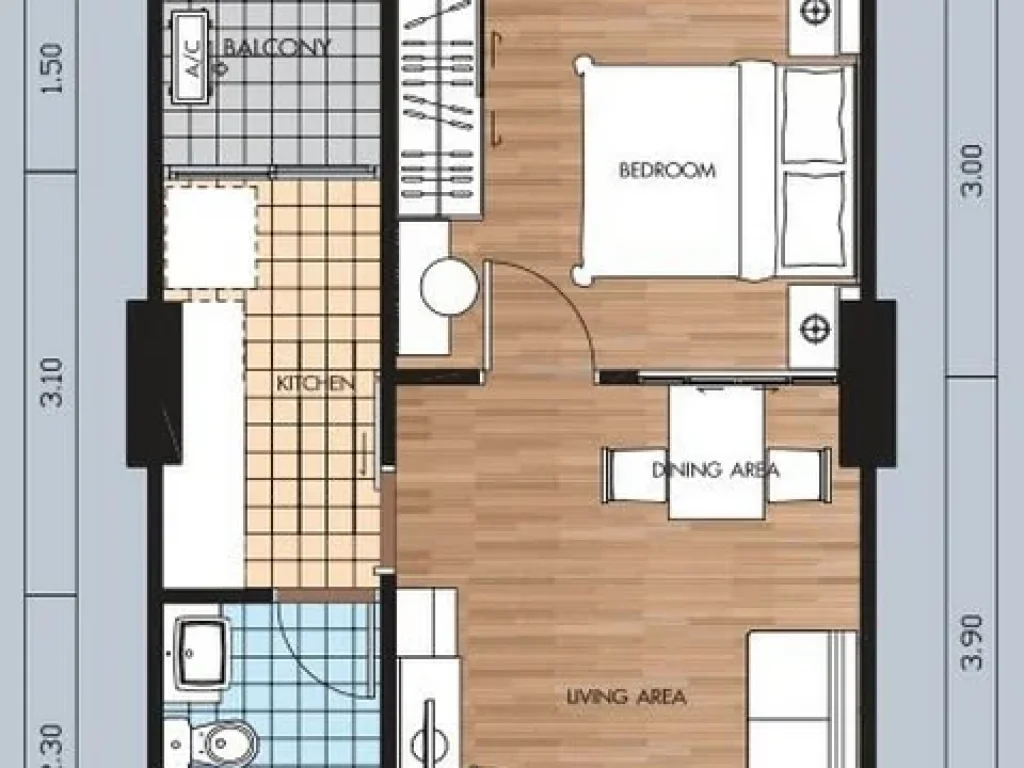 NC182 คอนโด The Niche รัชดา-ห้วยขวาง THE NICHE RATCHADA-HUAYKWANG ให้เช่า 1 นอน 1 น้ำ ขนาด 35 ตรม ชั้น 8 ใกล้ MRT ห้วยขวาง