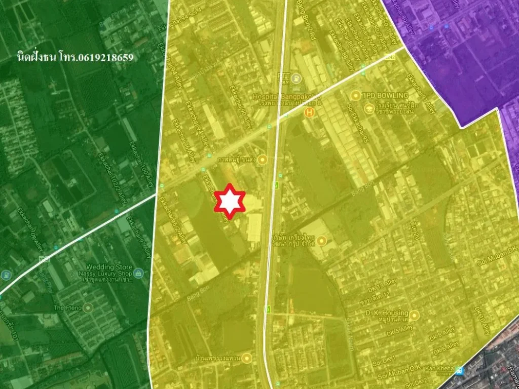 ขายที่ดินใกล้ถนนกาญจนาภิเษก เนื้อที่8ไร่3งาน เขตบางบอน กรุงเทพฯ ถนนทางเข้ากว้างประมาณ8เมตร ห่างจากถนนกาญจนาภิเษกเพียง90เมตร